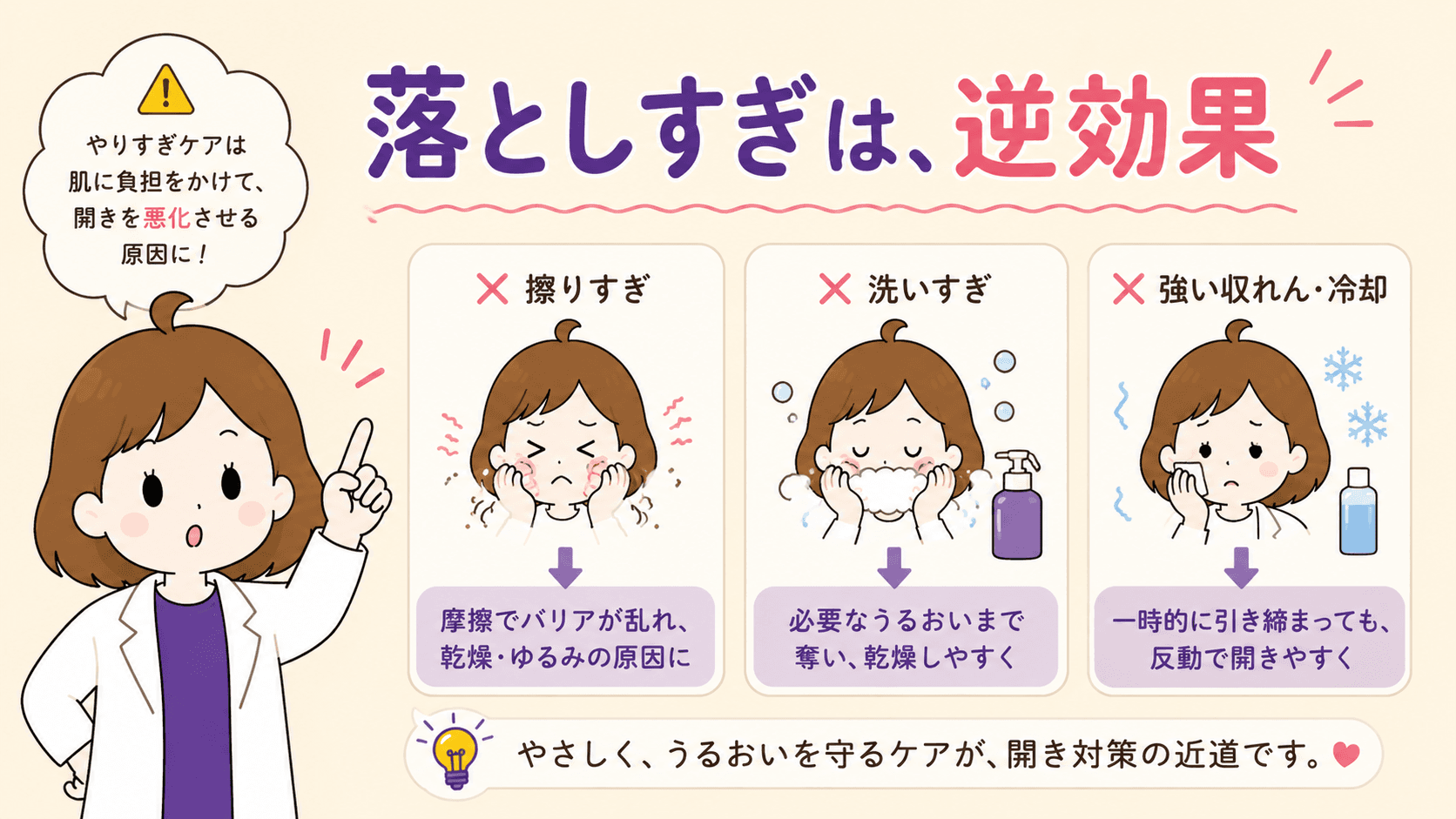 洗いすぎない・こすらない・すぐ保湿という使い方の注意