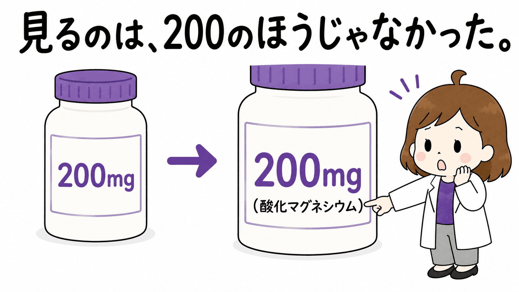 サプリのラベルのカッコの中を指しているビヨリケイ