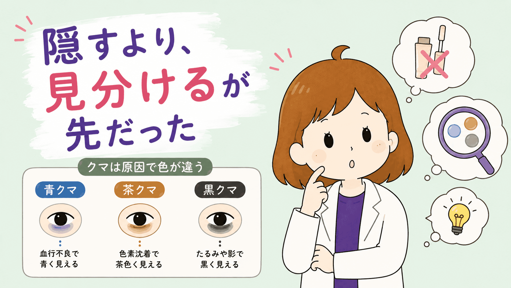 コンシーラーを重ねているのに変わらないと苦笑いする女性
