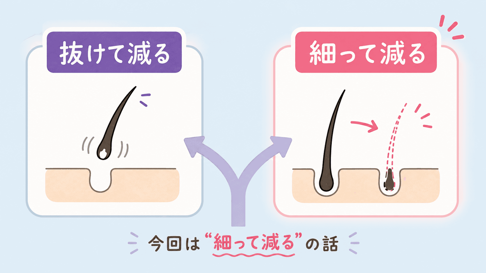 抜け毛の量より髪が細くなったことに気づく女性
